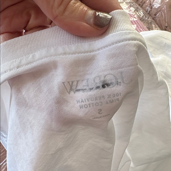 J. Crew Pima cotton asymmetrical ruched T-shirt Small White Pima Cotton Tee - Picture 4 of 6